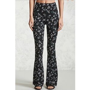 Forever 21 Floral Print Flare Pants